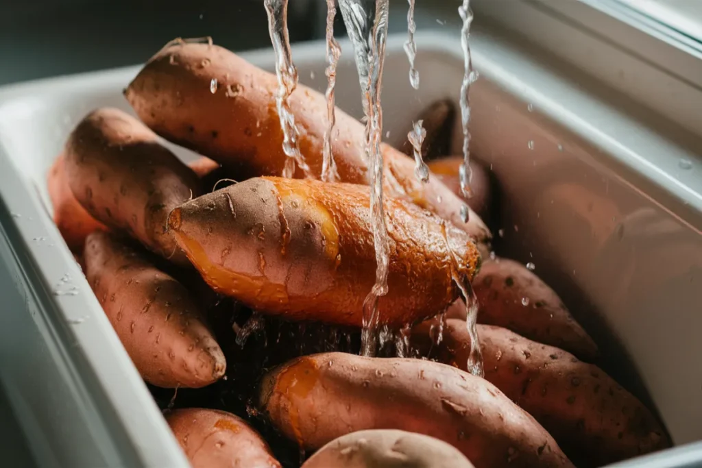 Wash and Prepare the Sweet Potatoes