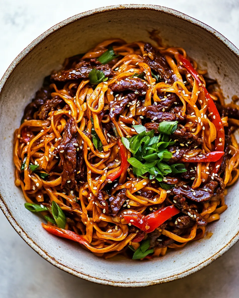 Homemade 20 Minute Korean Beef Sesame Noodles. recipe photo