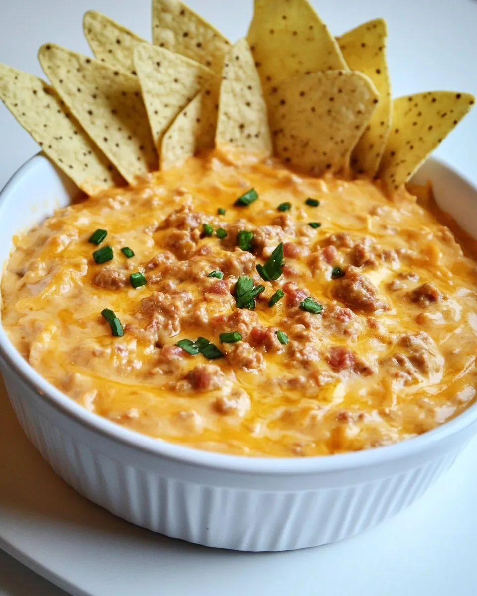 Easy 5-Ingredient Cheesy Meat Dip food shot