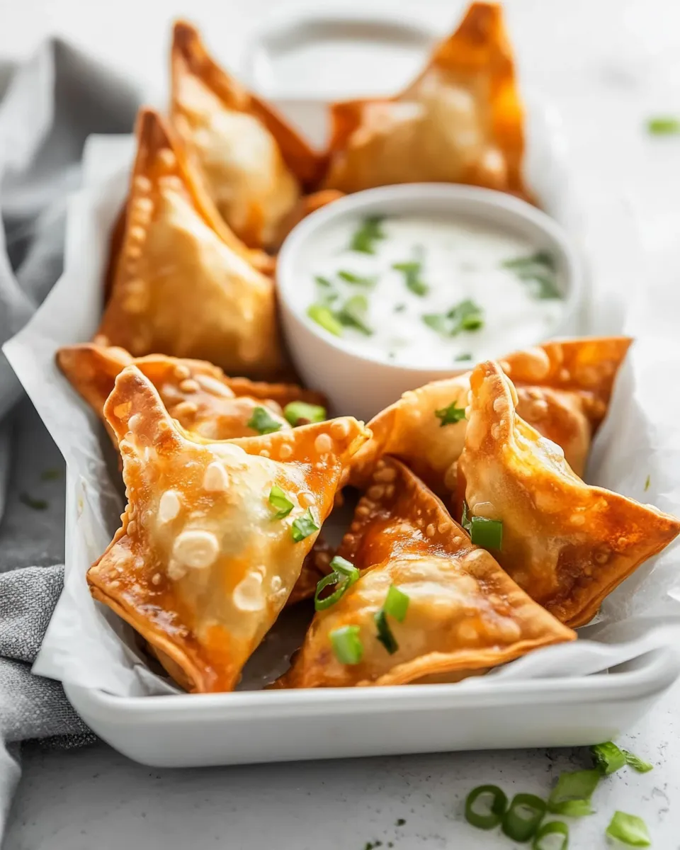 Delicious Air Fryer Buffalo Chicken Wontons plate image