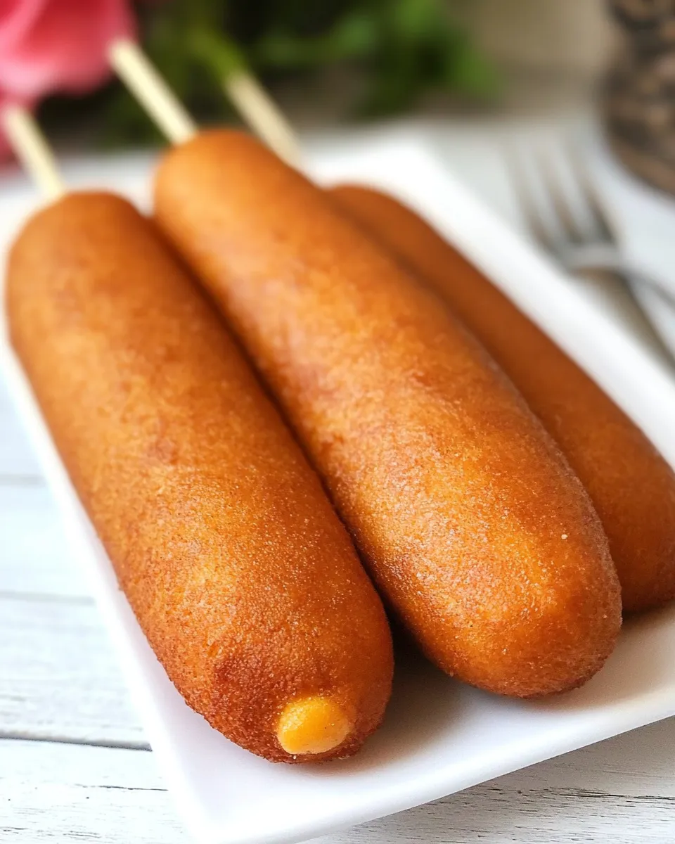 Delicious Air Fryer Corn Dogs food shot