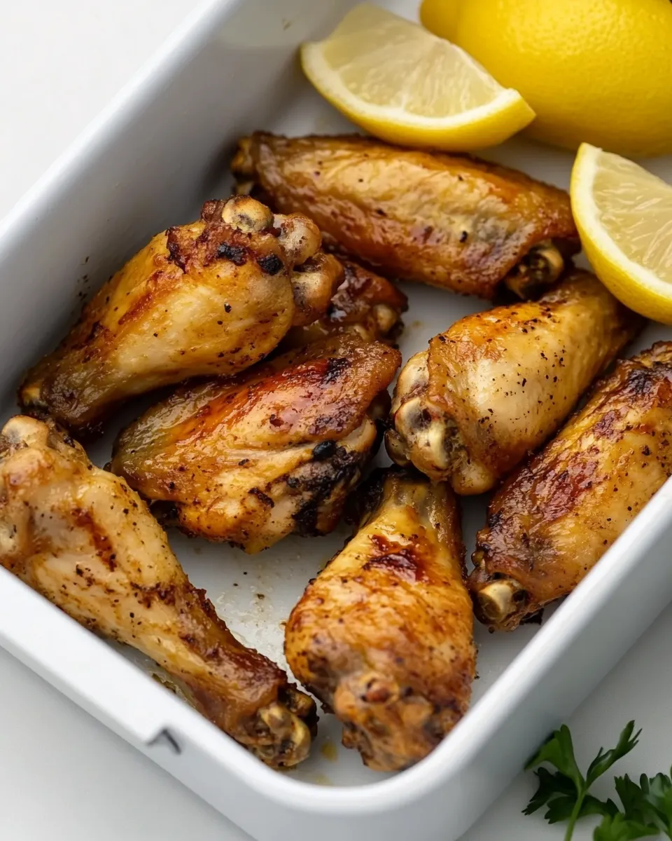 Delicious Air Fryer Lemon Pepper Chicken Wings plate image