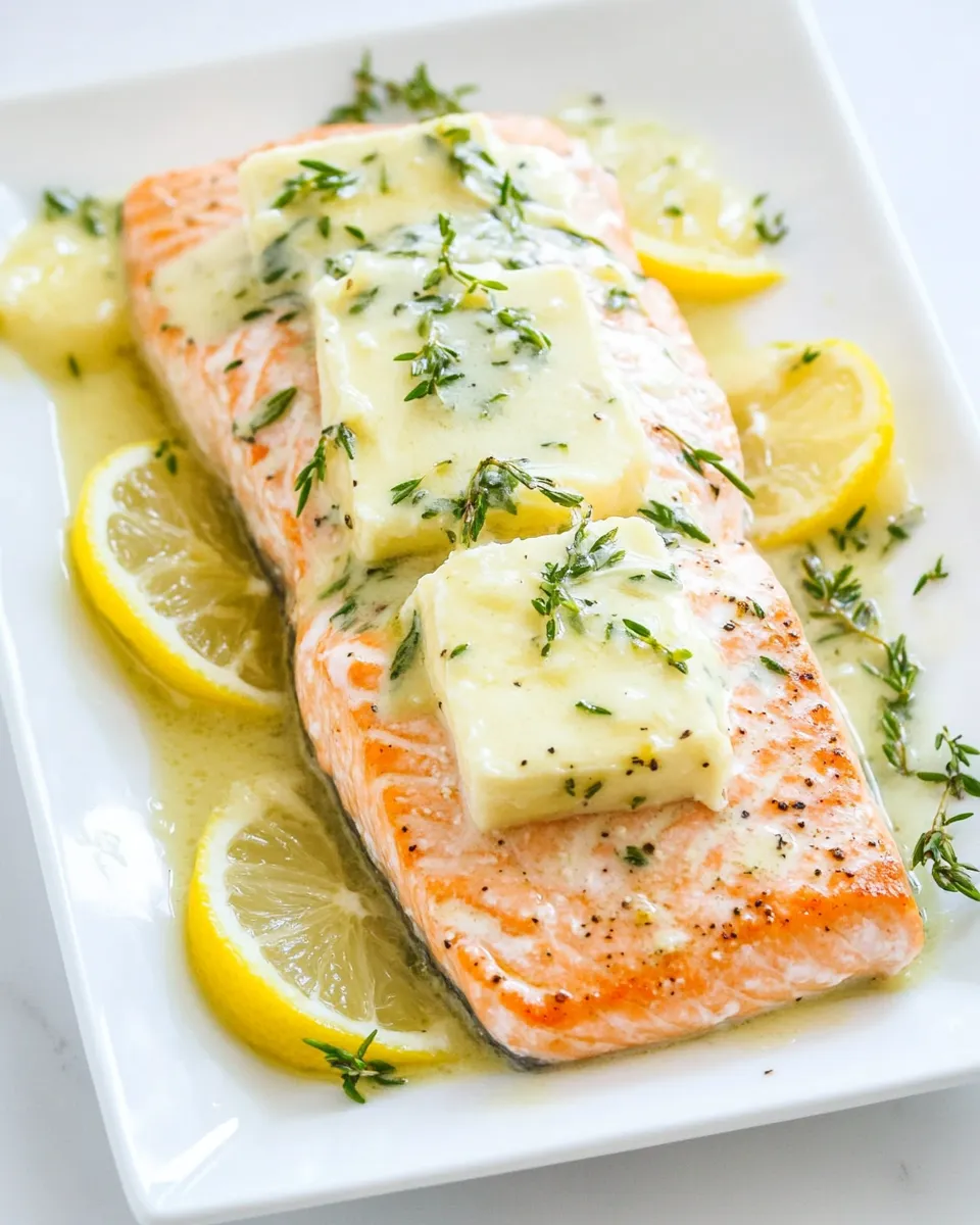 Delicious Air Fryer Salmon with Chardonnay Butter Sauce food shot