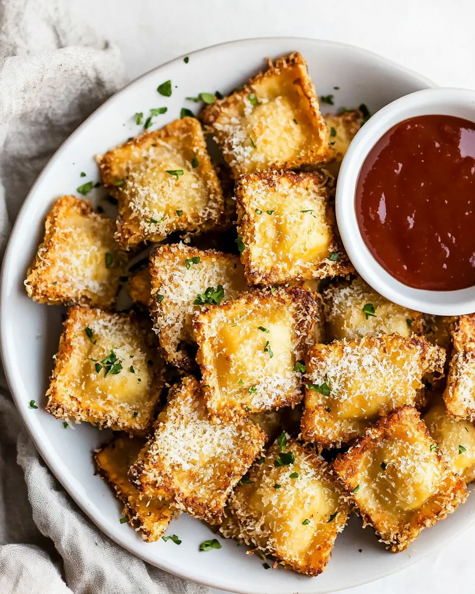 Easy Air Fryer Toasted Ravioli food shot