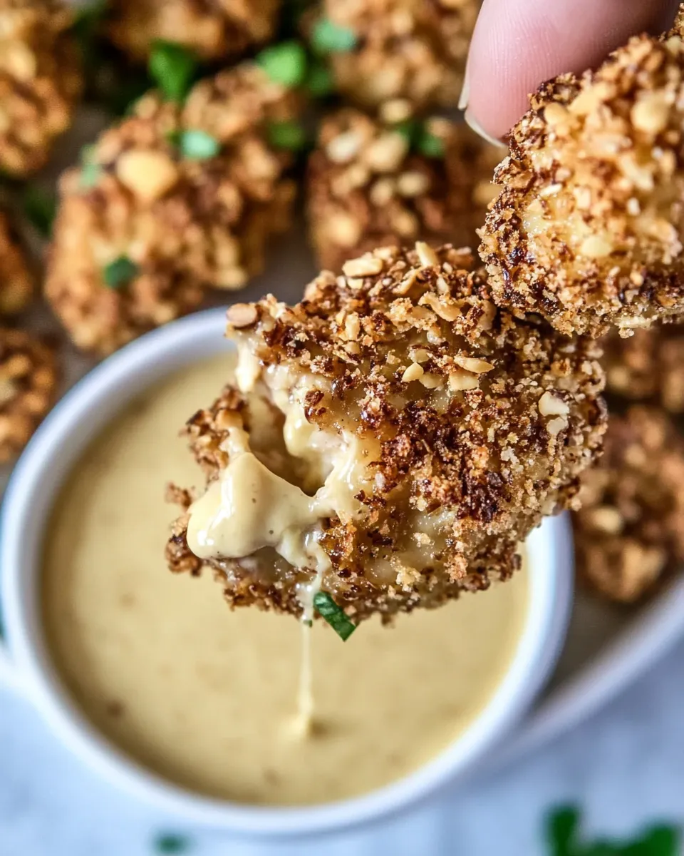 Healthy Almond-Crusted Chicken Bites with Honey-Mustard Dip shot