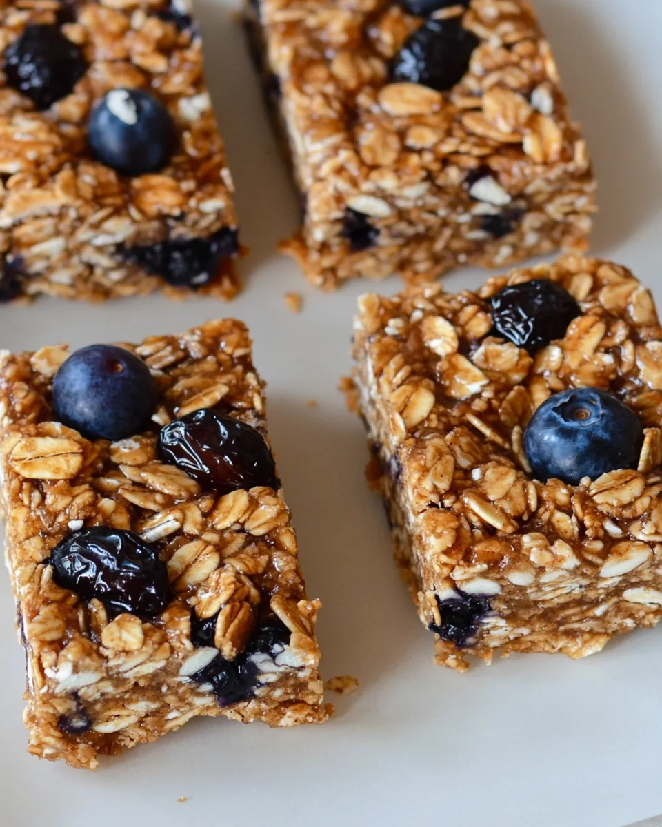 Tasty Almond, Blueberry & Date Homemade Granola Bars food shot