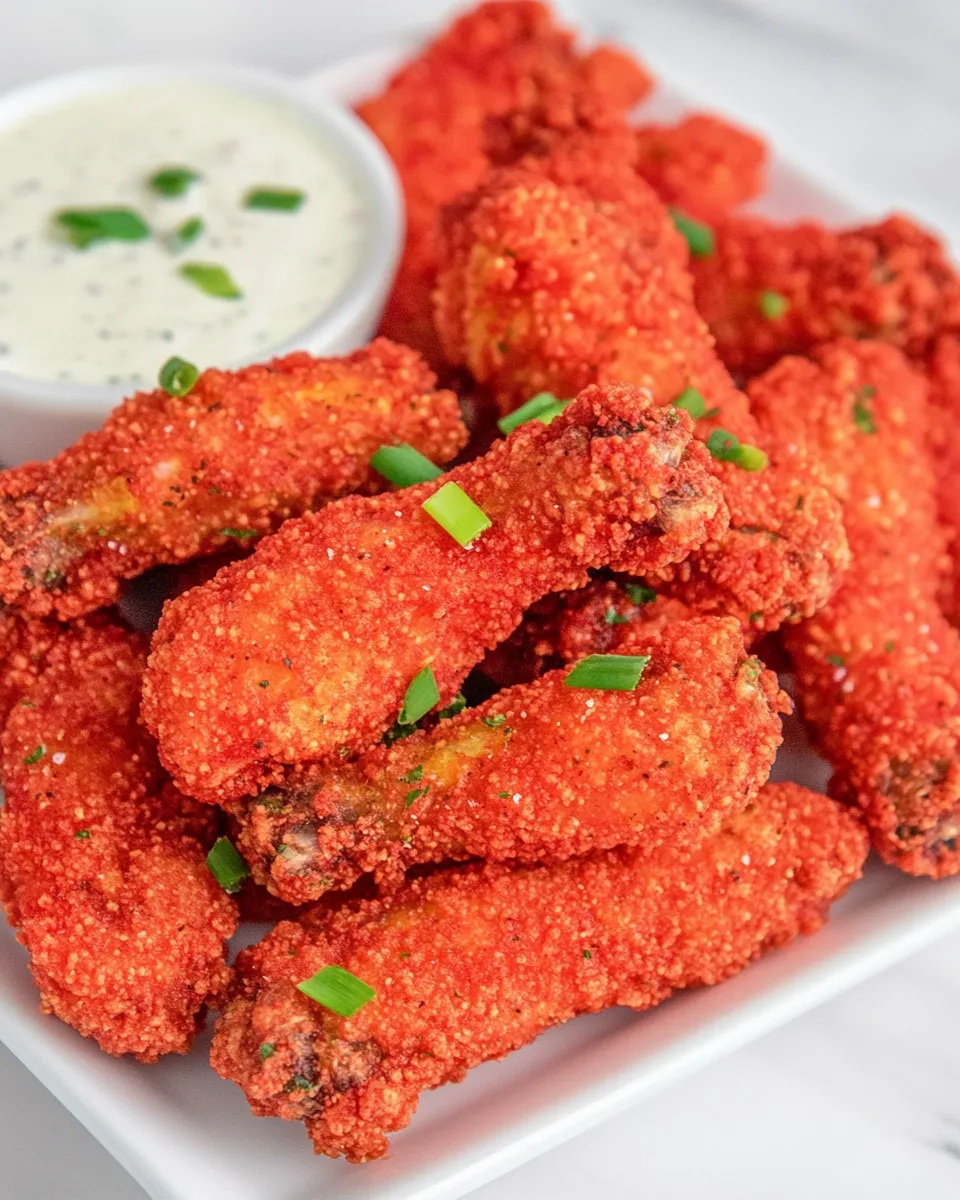 Homemade Applebees Flamin Hot Cheetos Wings plate image