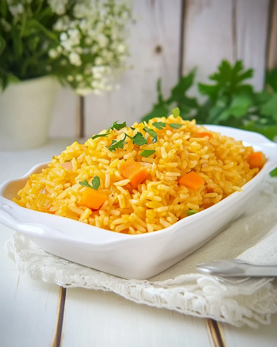 Delicious Arroz Amarillo Recipe (Dominican Yellow Rice w. Carrot & Onion) dish photo