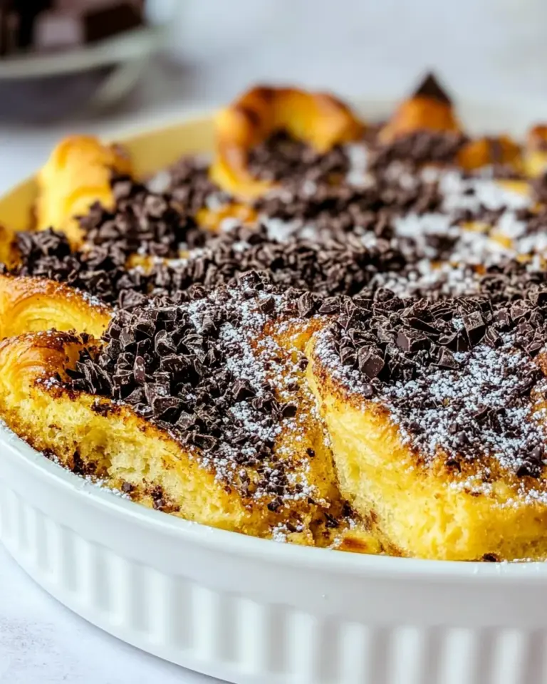 Homemade Baked Chocolate Croissant French Toast recipe photo
