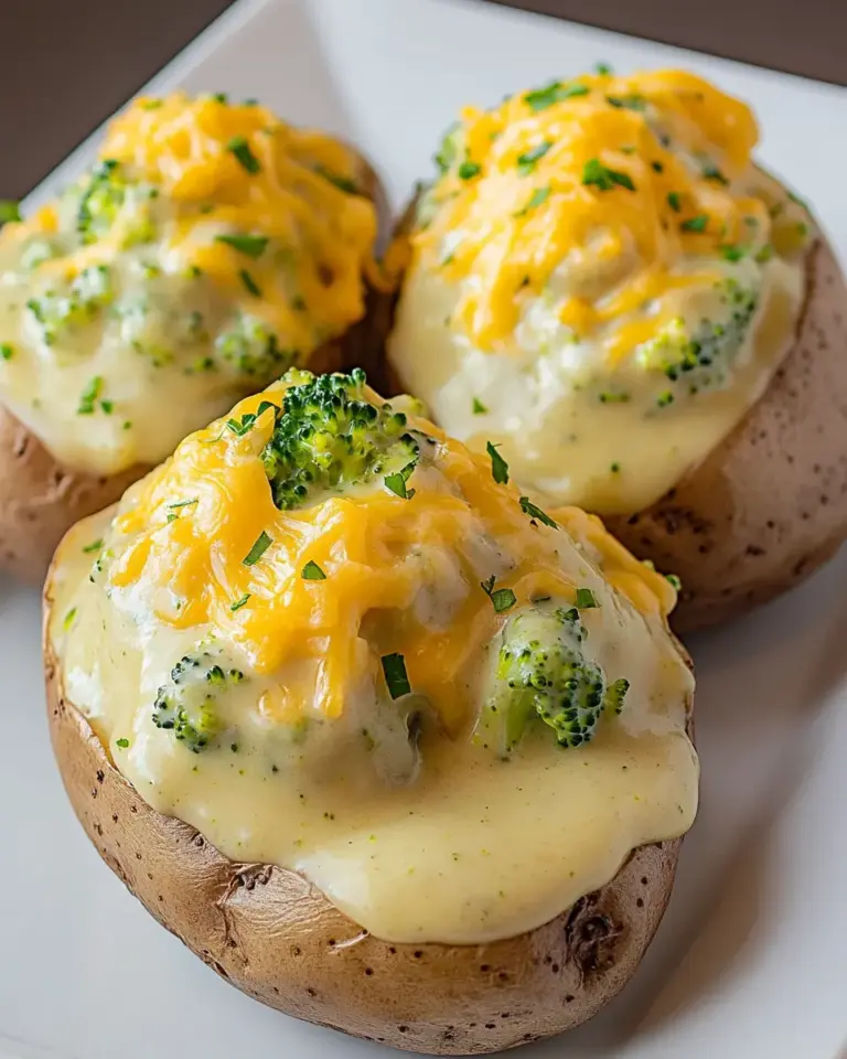 Homemade Baked Potatoes with Broccoli Cheese Sauce photo