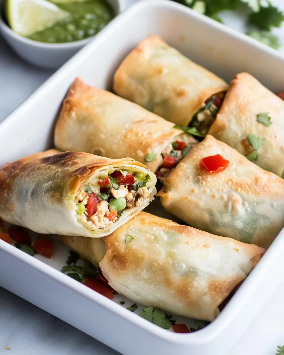 Easy Baked Southwestern Chicken Egg Rolls food shot