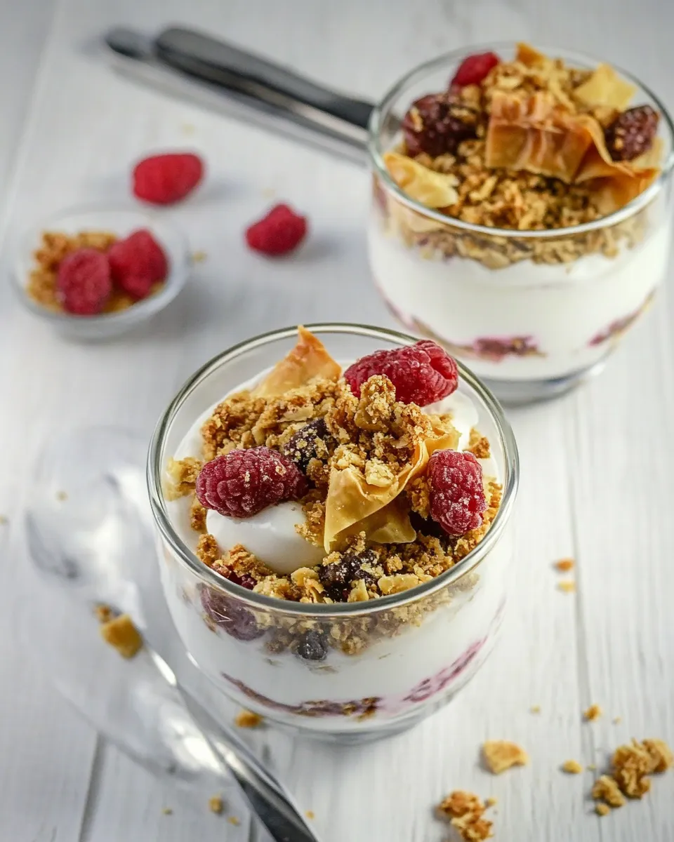 Delicious Baklava Yogurt Parfait with Homemade Baklava Crumbles photo
