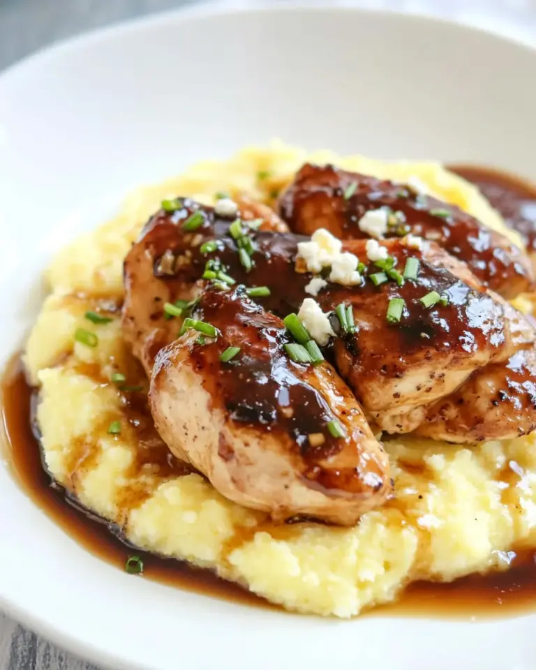 Homemade Balsamic Orange Glazed Chicken with Creamy Goat Cheese Polenta recipe photo