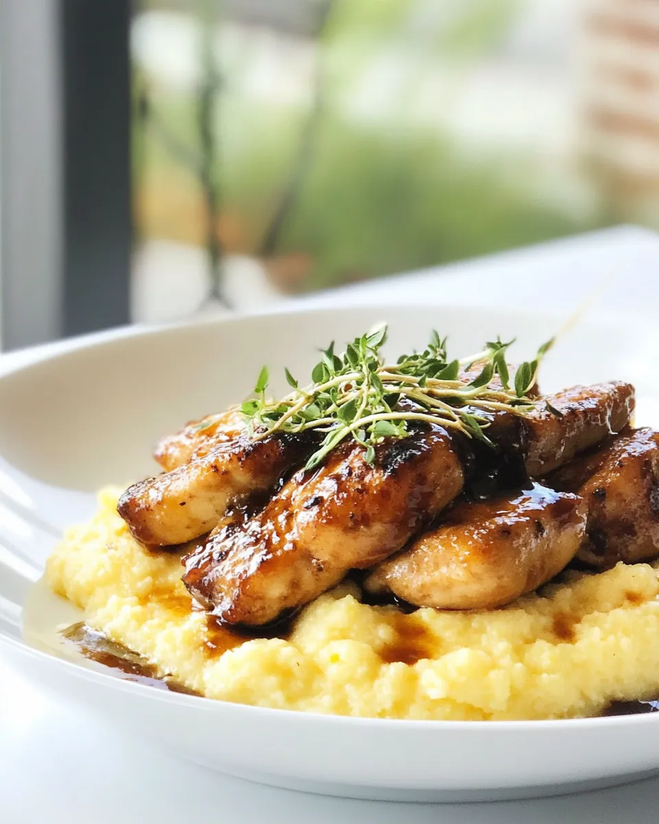 Delicious Balsamic Orange Glazed Chicken with Creamy Goat Cheese Polenta image