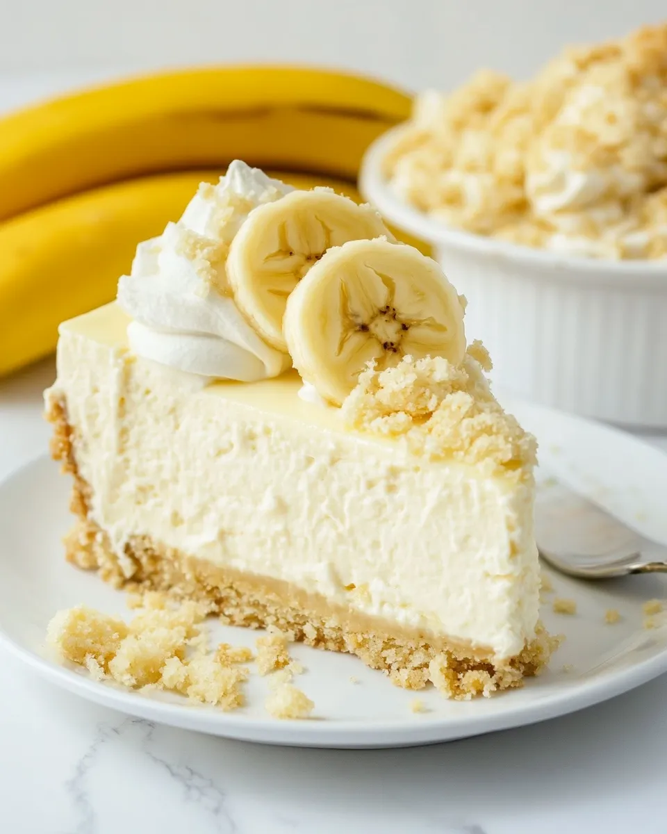 Easy Banana Cream Cheesecake food shot