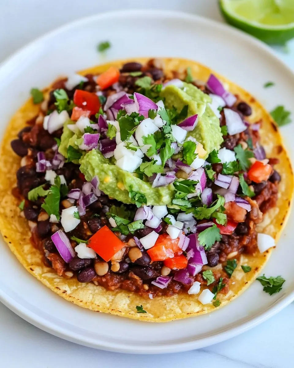 Delicious Bean Tostadas plate image
