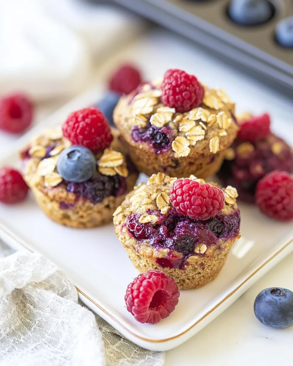 Easy Berry Baked Oatmeal Muffins food shot