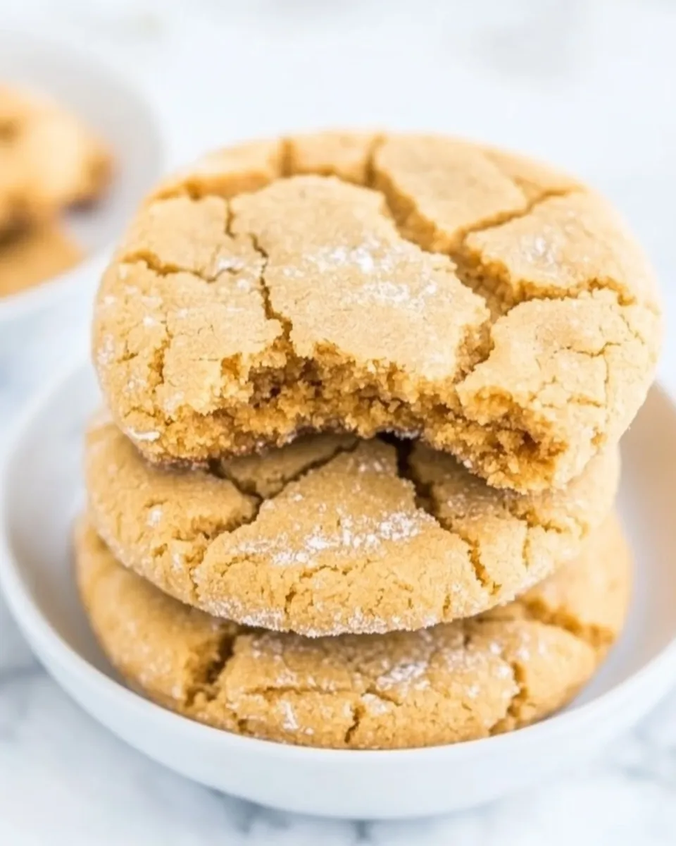 Classic Big Soft and Chewy Peanut Butter Crinkle Cookies food shot