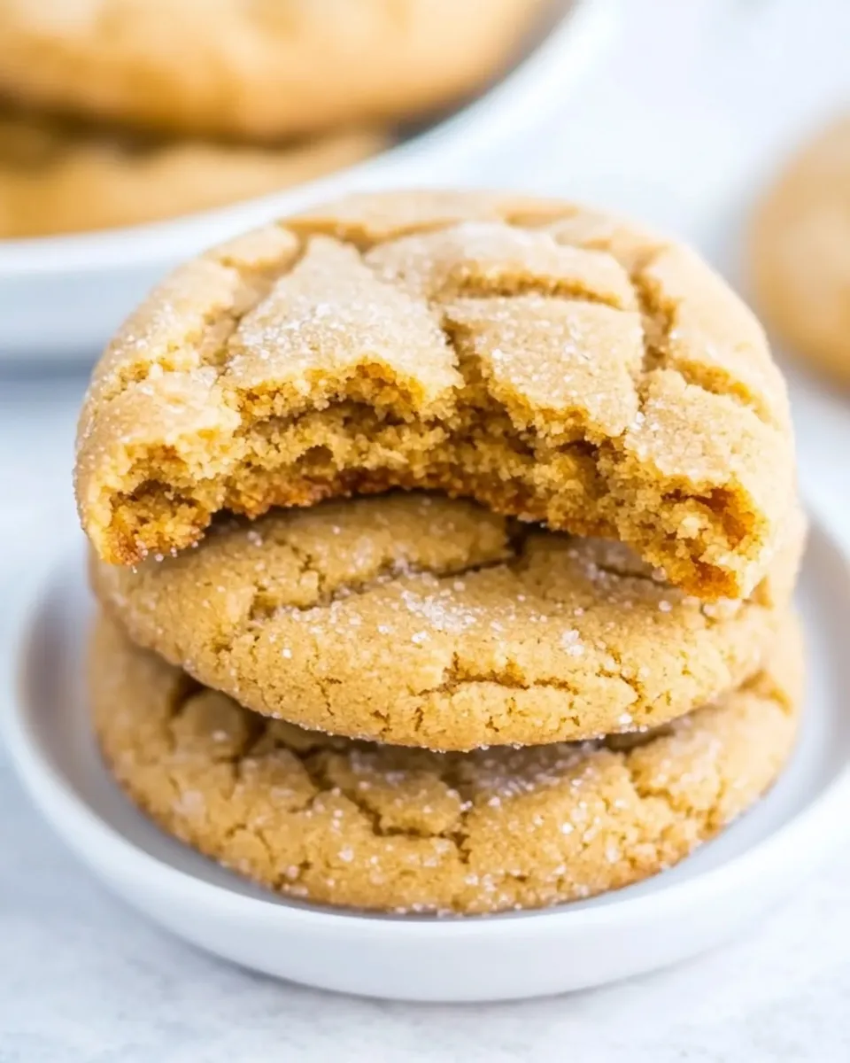 Delicious Big Soft and Chewy Peanut Butter Crinkle Cookies plate image