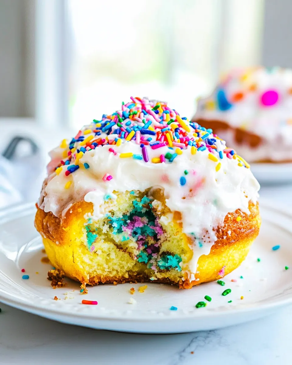 Homemade Birthday Cake Cinnamon Rolls photo