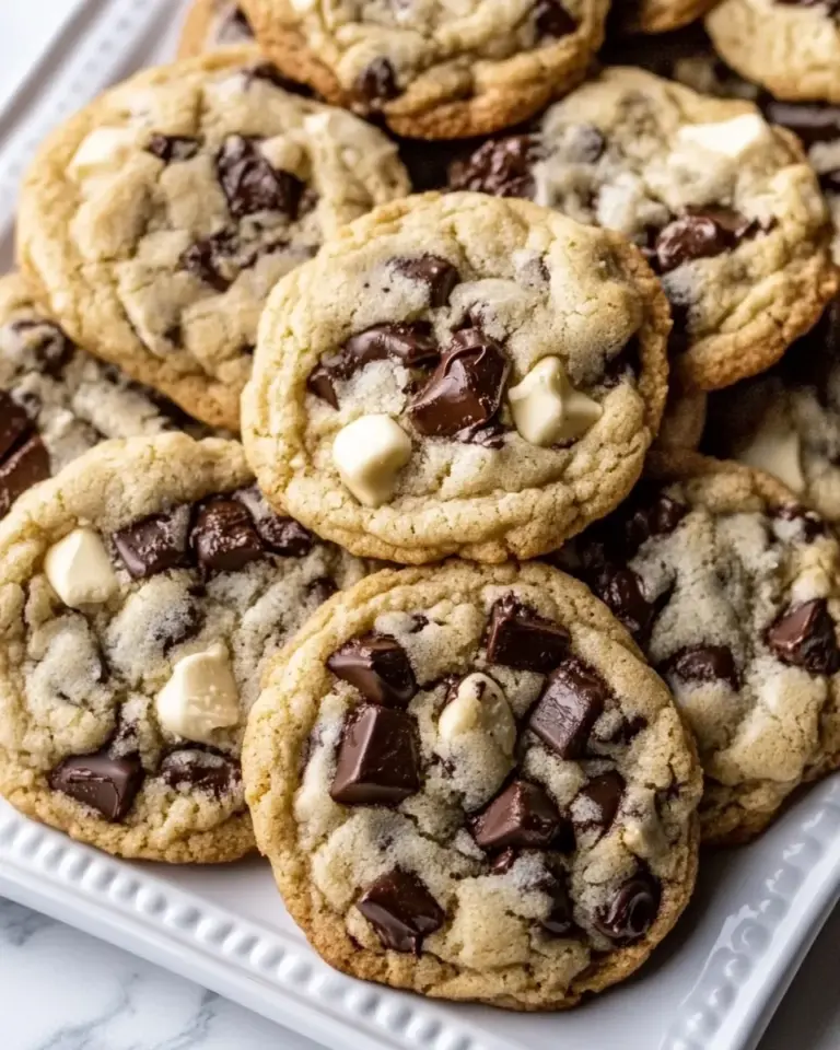 Homemade Black and White Chewy Chocolate Chunk Cookies food shot