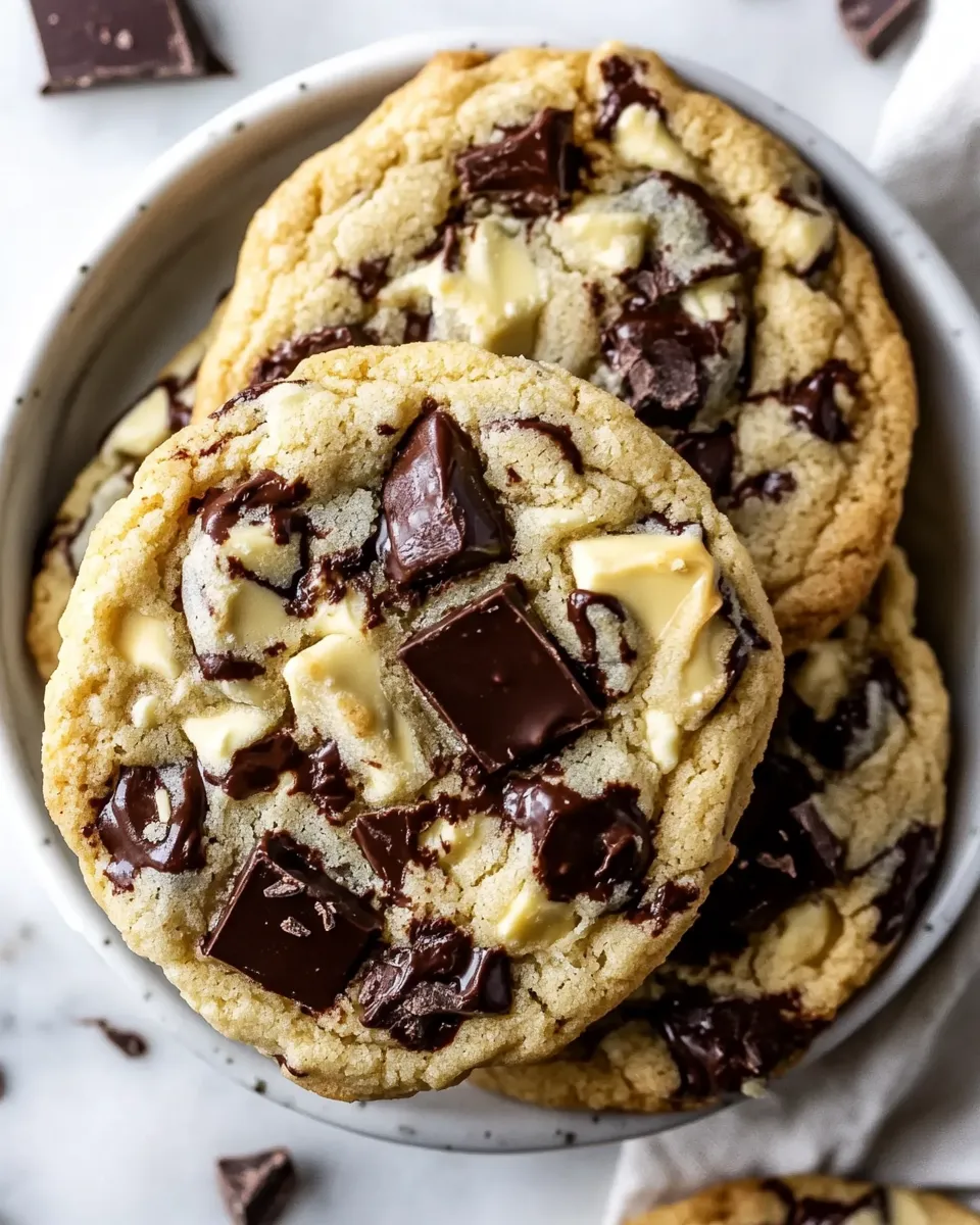 Easy Black and White Chewy Chocolate Chunk Cookies plate image