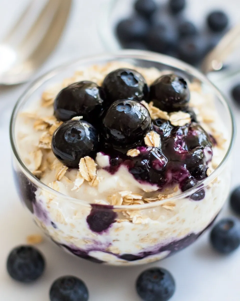 Easy Blueberry Overnight Oats food shot