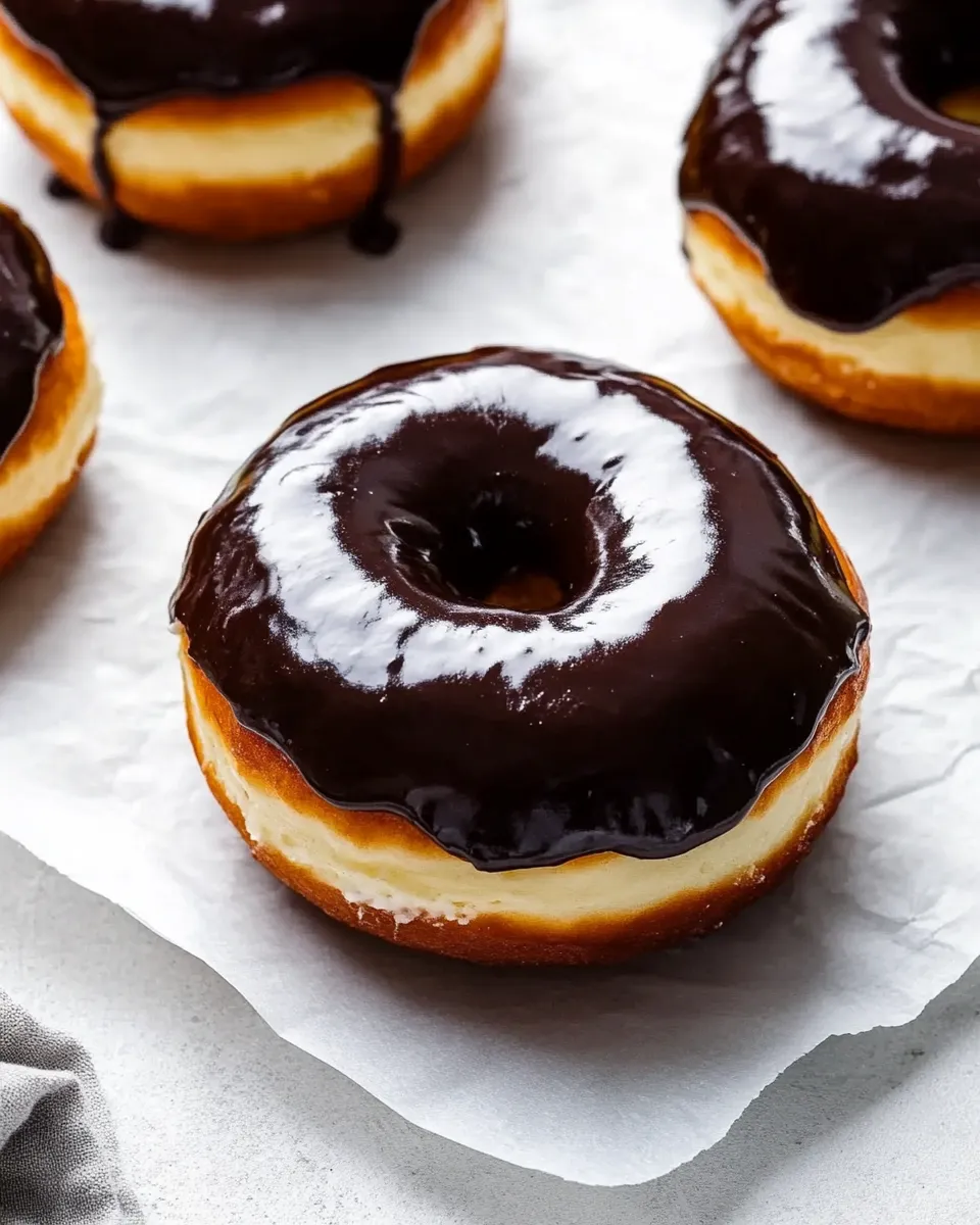 Delicious Boston Cream Donuts food shot