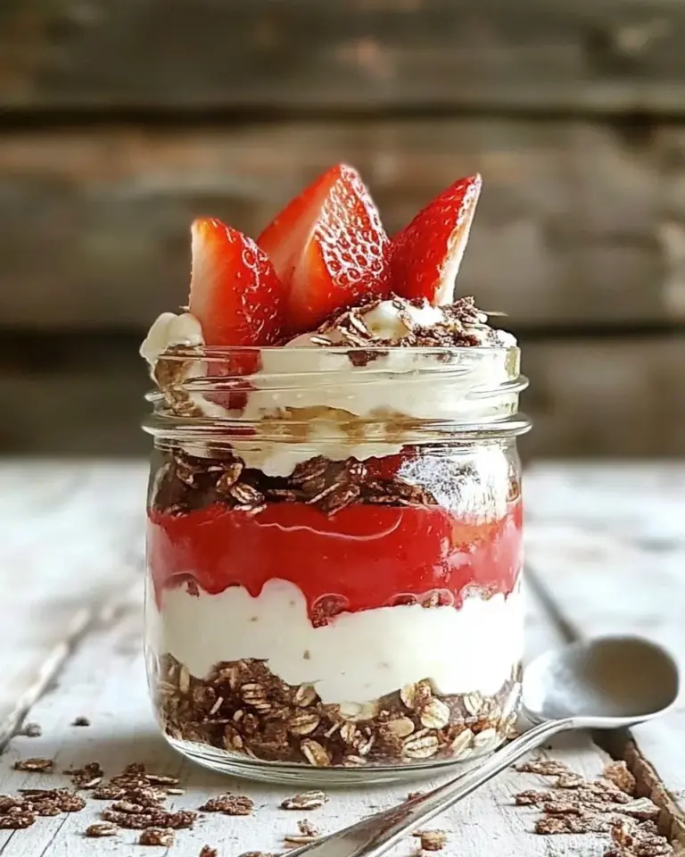 Homemade Breakfast Yogurt Parfait in a Jar recipe photo