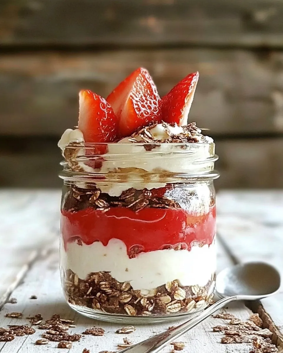 Homemade Breakfast Yogurt Parfait in a Jar recipe photo