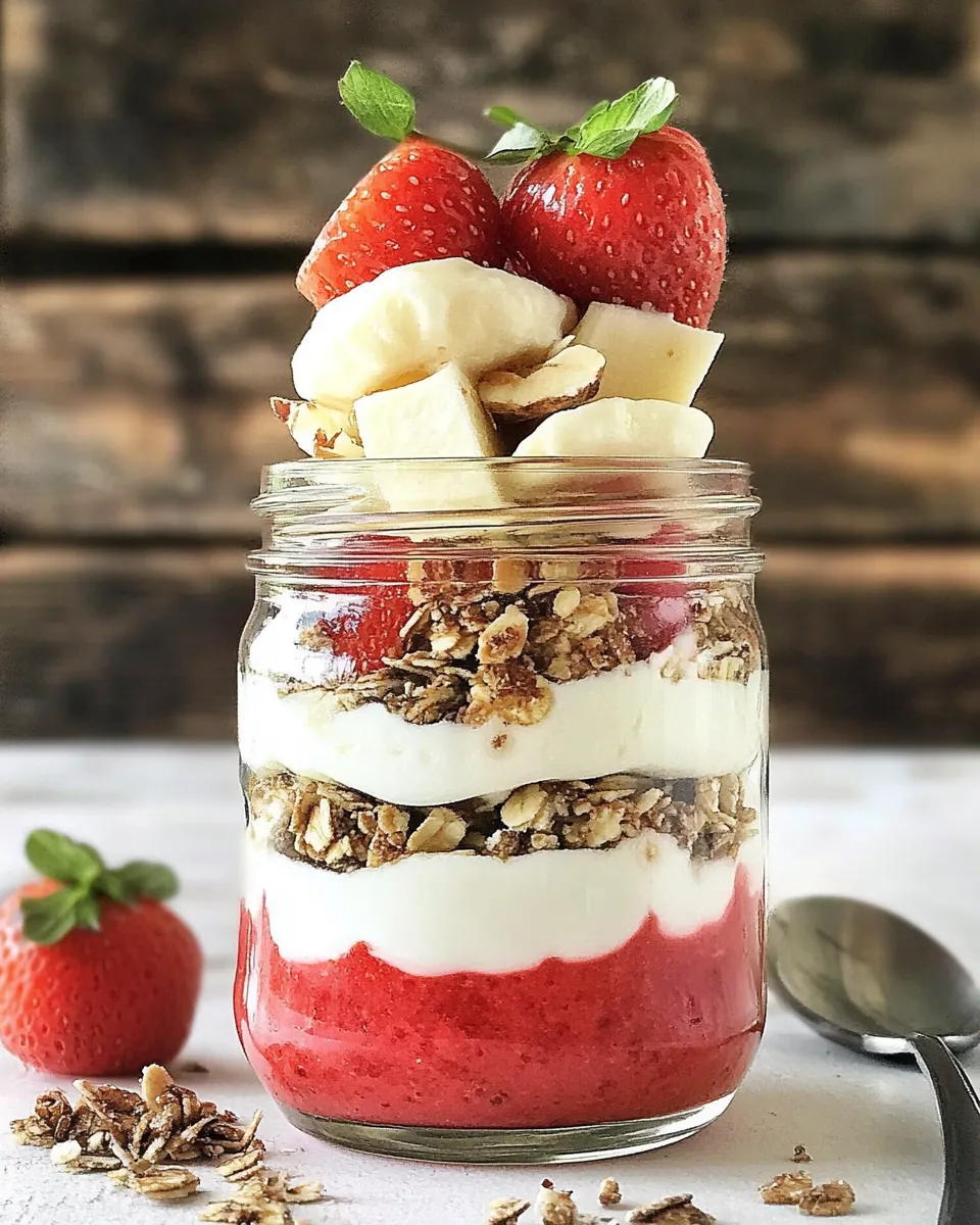 Easy Breakfast Yogurt Parfait in a Jar food shot