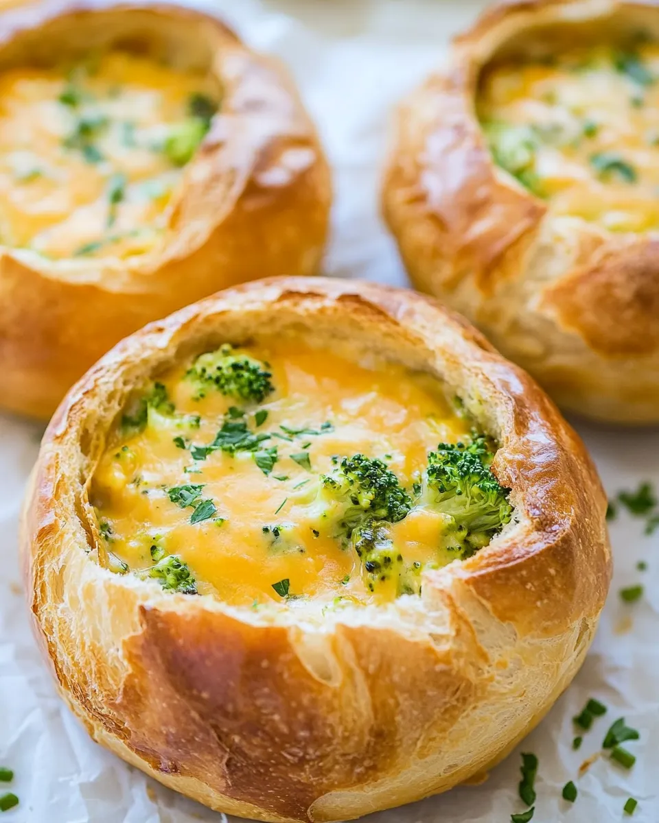 Delicious Broccoli Cheese Soup in Bread Bowls recipe image