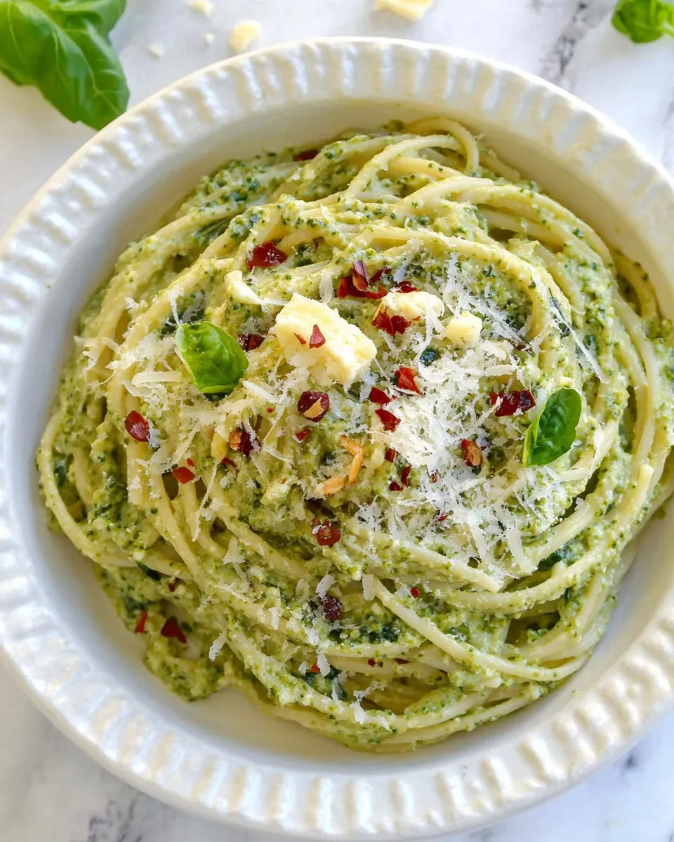 Classic Broccoli Pesto Healthy Pasta Recipe image