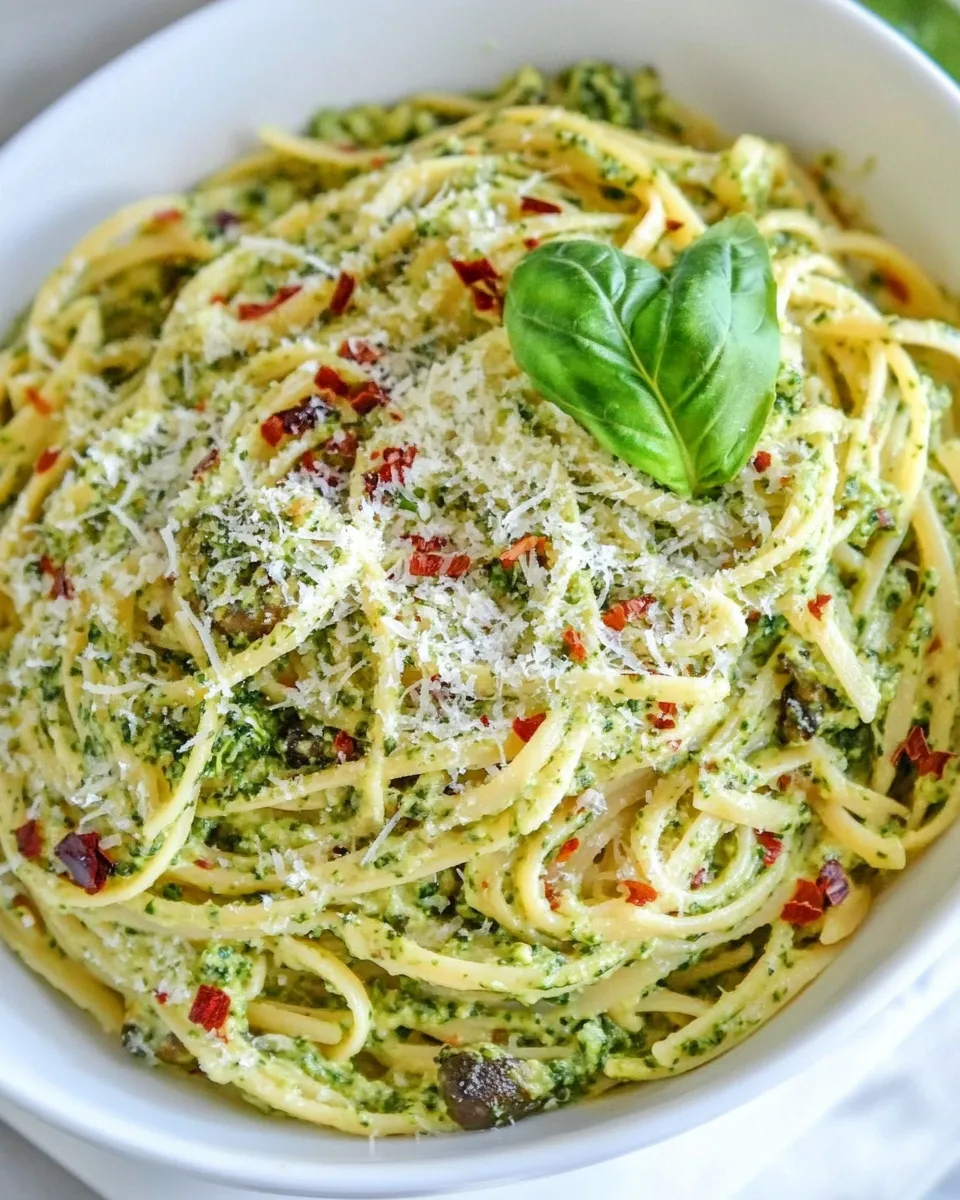 Easy Broccoli Pesto Healthy Pasta Recipe dish photo
