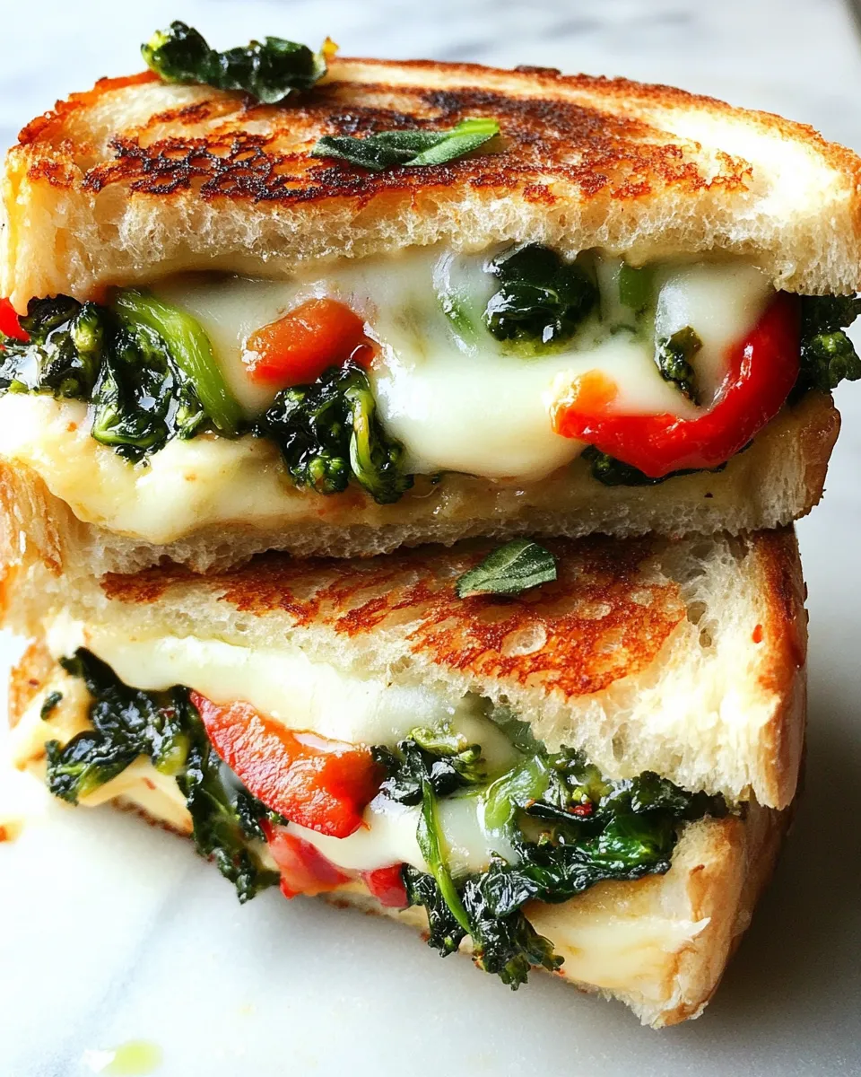 Homemade Broccoli Rabe, Roasted Red Pepper, and Provolone Grilled Cheese photo