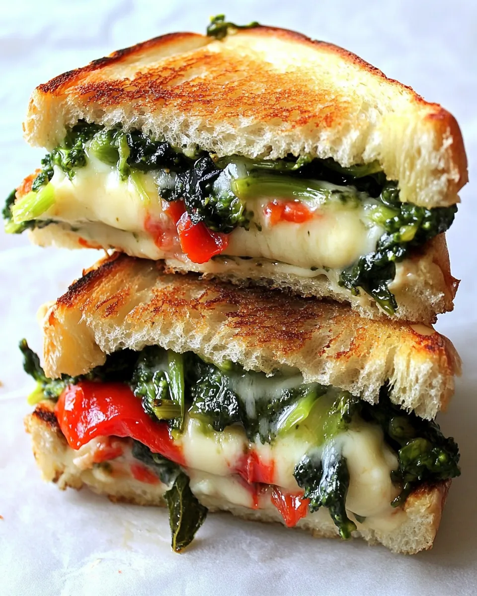 Classic Broccoli Rabe, Roasted Red Pepper, and Provolone Grilled Cheese image