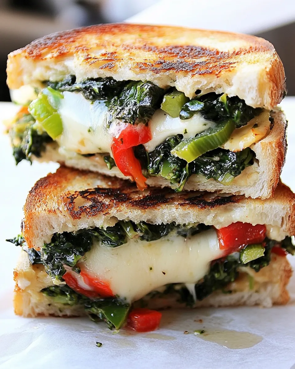Easy Broccoli Rabe, Roasted Red Pepper, and Provolone Grilled Cheese recipe image