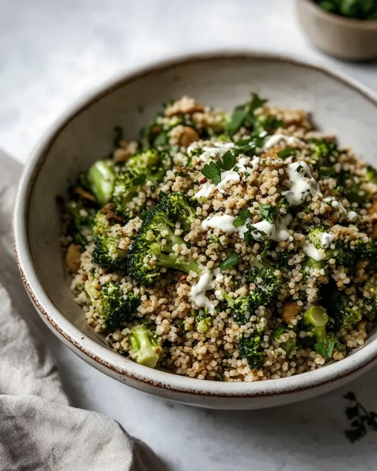 Homemade Broccoli Salad with Couscous and Tahini Dressing photo
