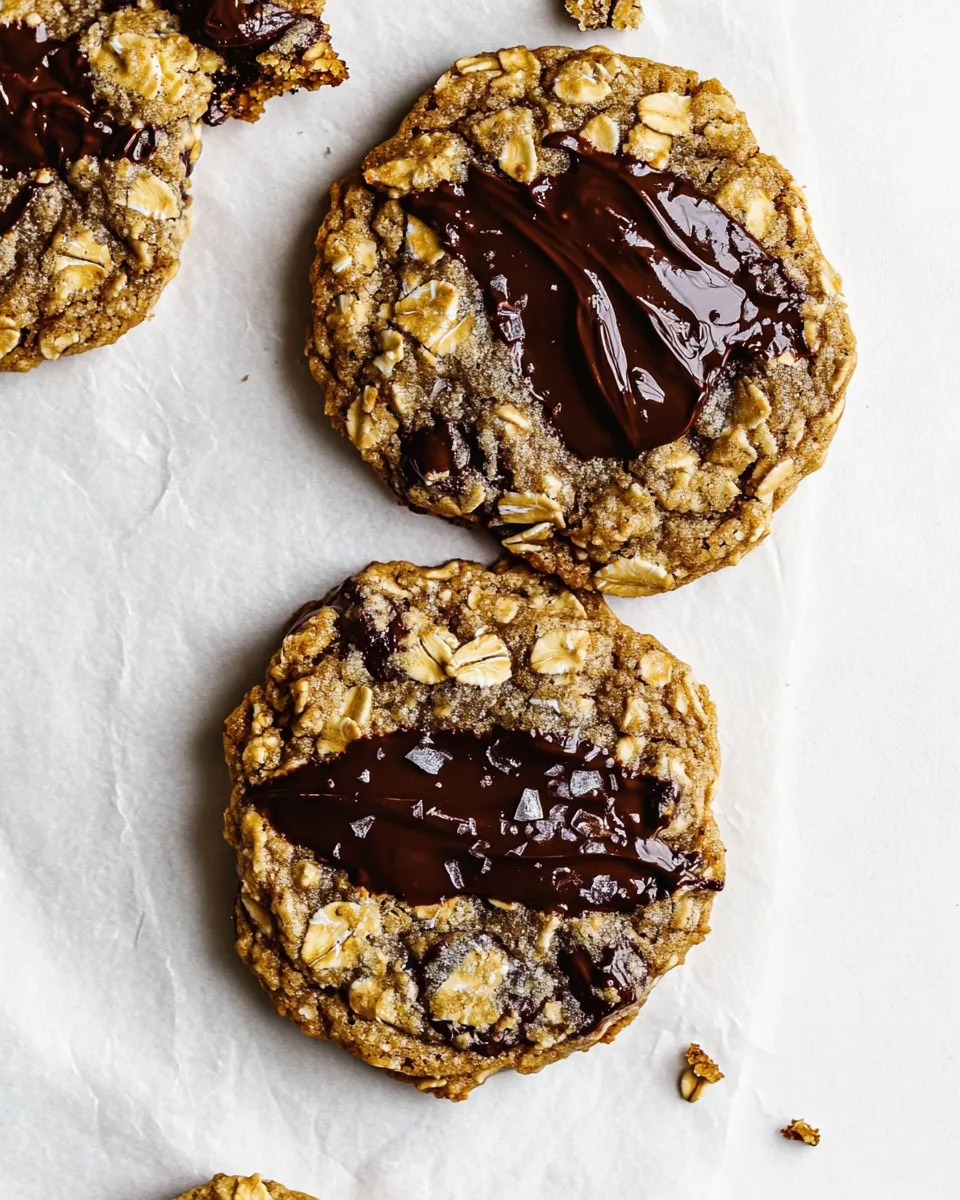 Easy Brown Butter Oatmeal Chocolate Chip Cookies. food shot