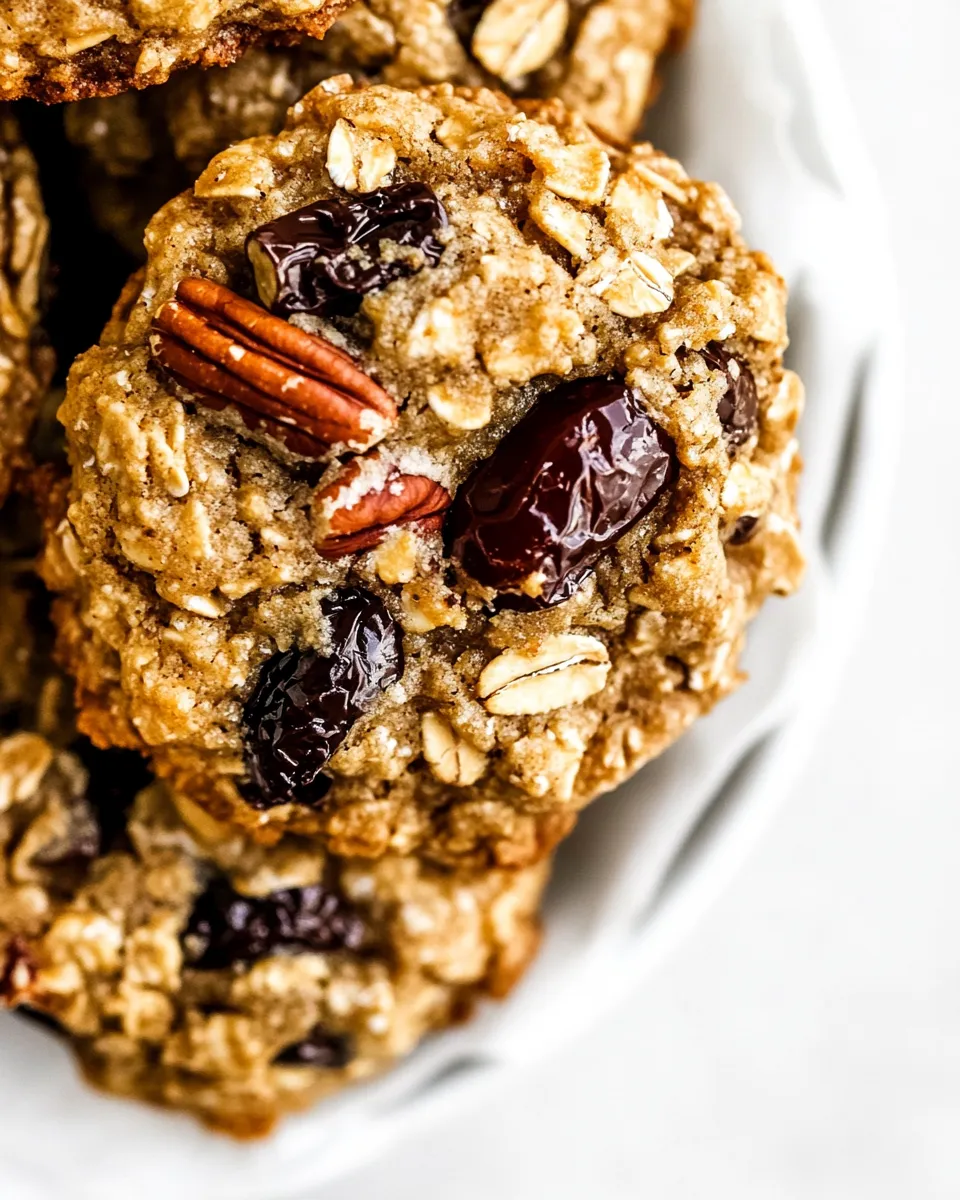 Easy Brown Butter Oatmeal Cookies with Pecans, Dates, & Chocolate Chunks food shot