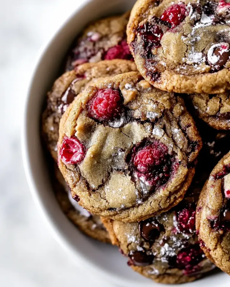 Homemade Brown Butter Raspberry Chocolate Chip Cookies. recipe photo