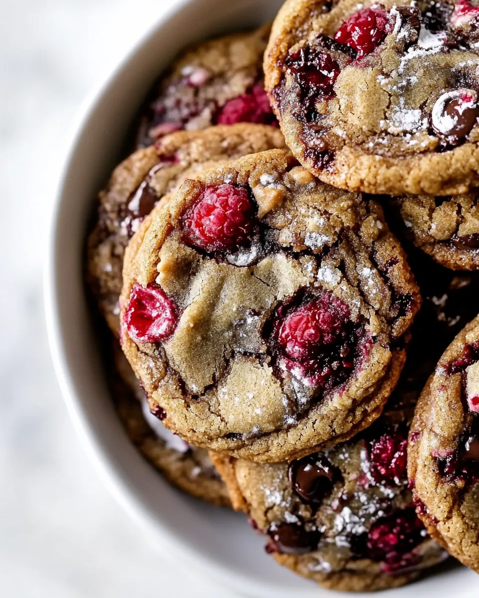Homemade Brown Butter Raspberry Chocolate Chip Cookies. recipe photo