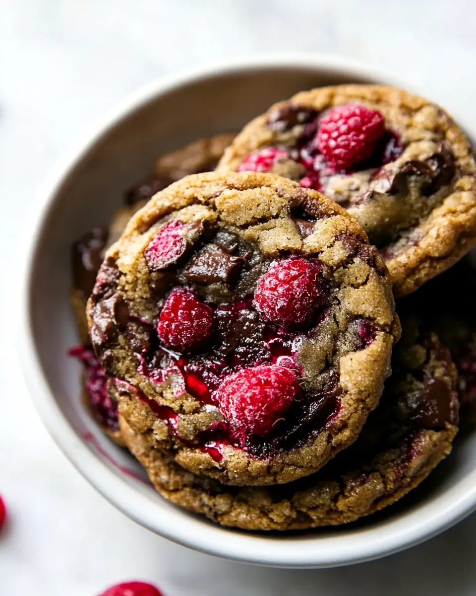 Easy Brown Butter Raspberry Chocolate Chip Cookies. picture