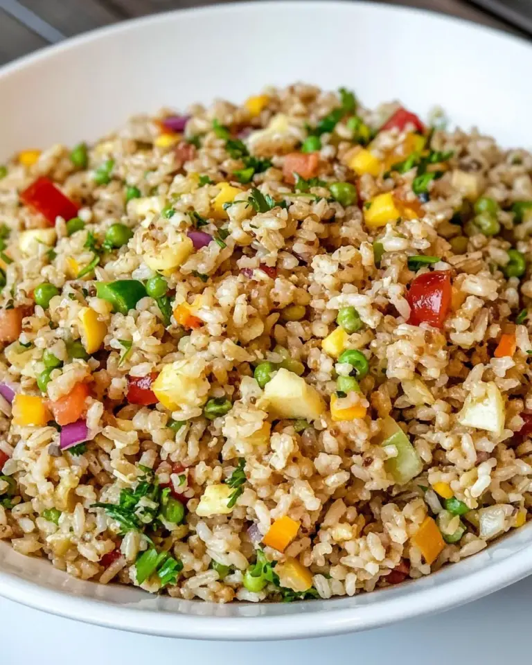 Homemade Brown Rice Salad with Garden Vegetables photo