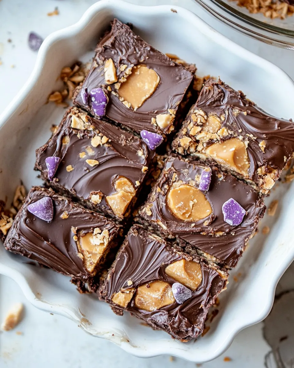 Classic Buckeye Crunch Bars. dish photo