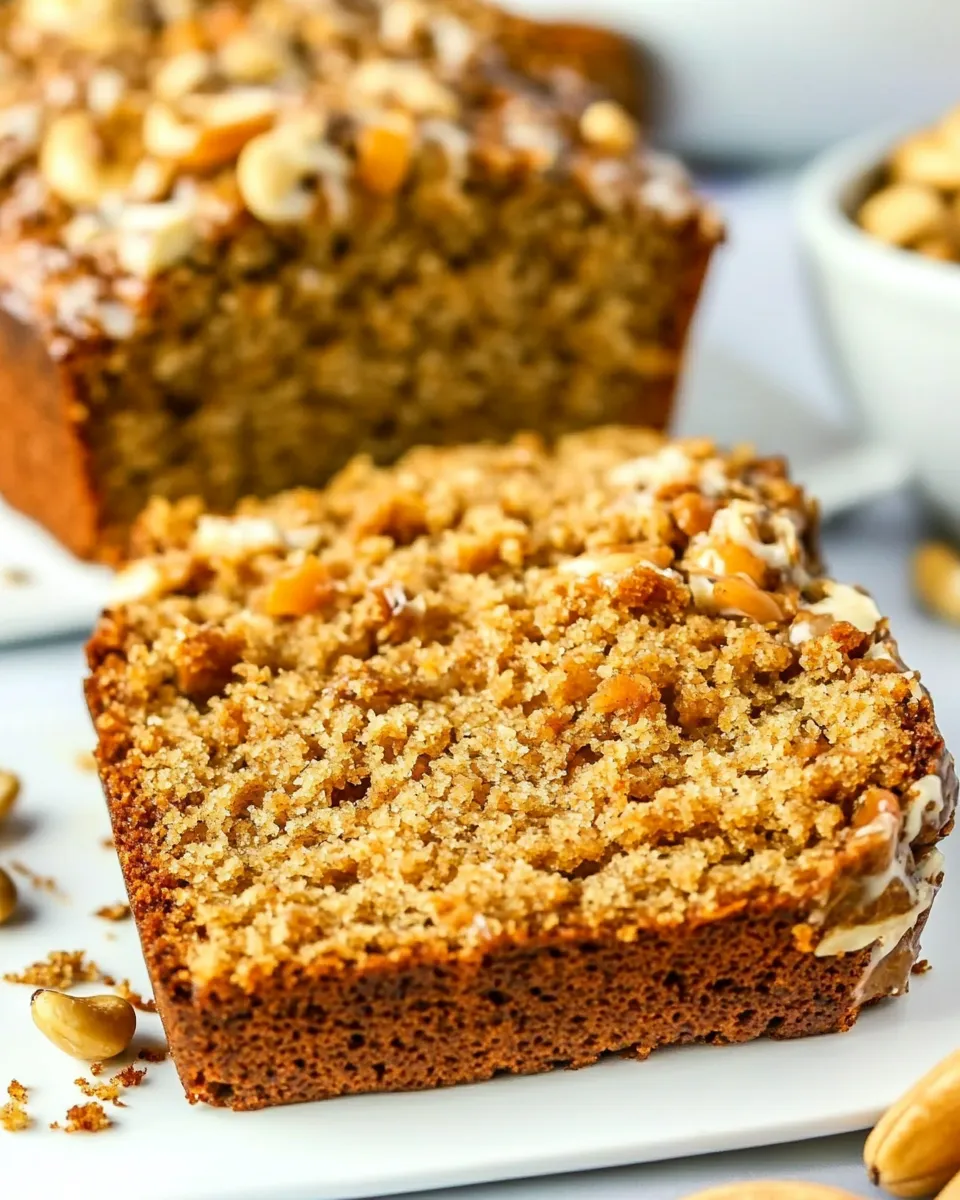 Easy Cashew Butter Butterscotch Banana Bread food shot