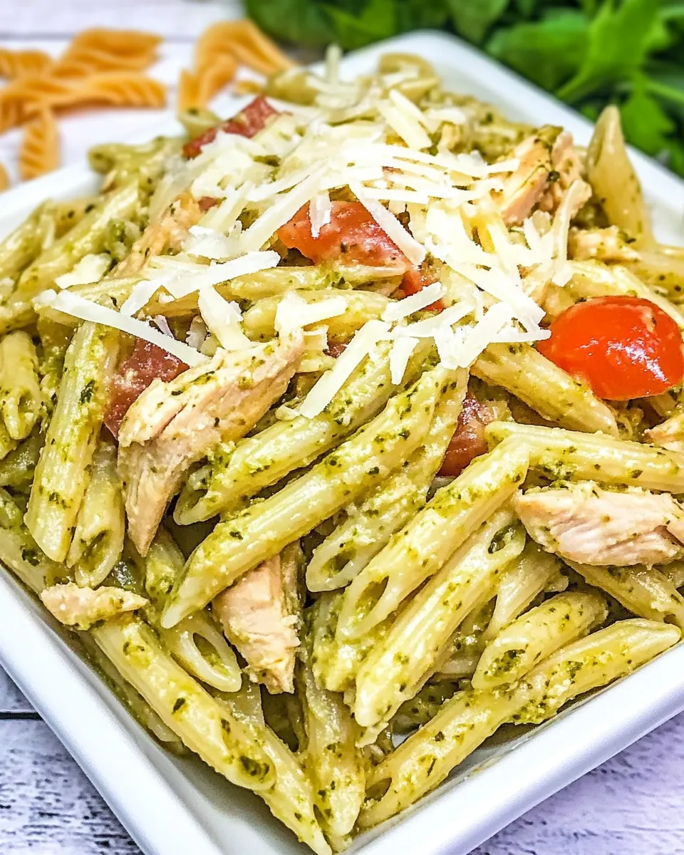 Easy Cheesy Chicken Pesto Pasta recipe photo