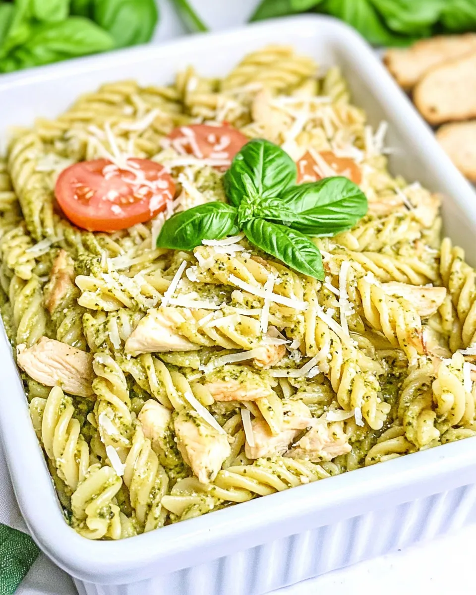 Delicious Cheesy Chicken Pesto Pasta dish photo