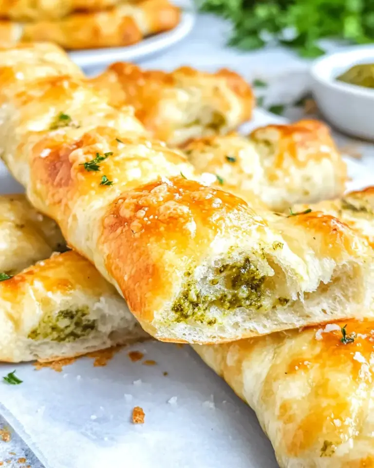 Homemade Cheesy Pesto Breadsticks (Only 4 Ingredients) food shot