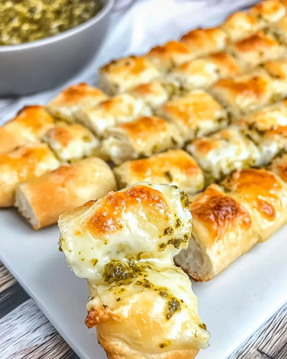 Classic Cheesy Pesto Breadsticks (Only 4 Ingredients) recipe photo